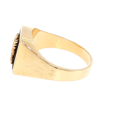 9ct Yellow Gold Onyx Signet Ring with Eagle Motif