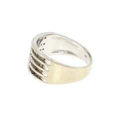 10ct White Gold Four-Row Cubic Zirconia Band Ring