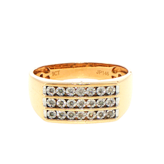 9ct Yellow Gold Three-Row Diamond Band Ring