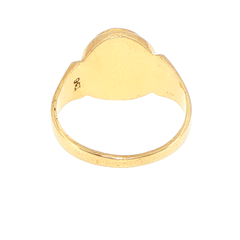 9ct Yellow Gold Oval Onyx Signet Ring with Ribbed Shoulders