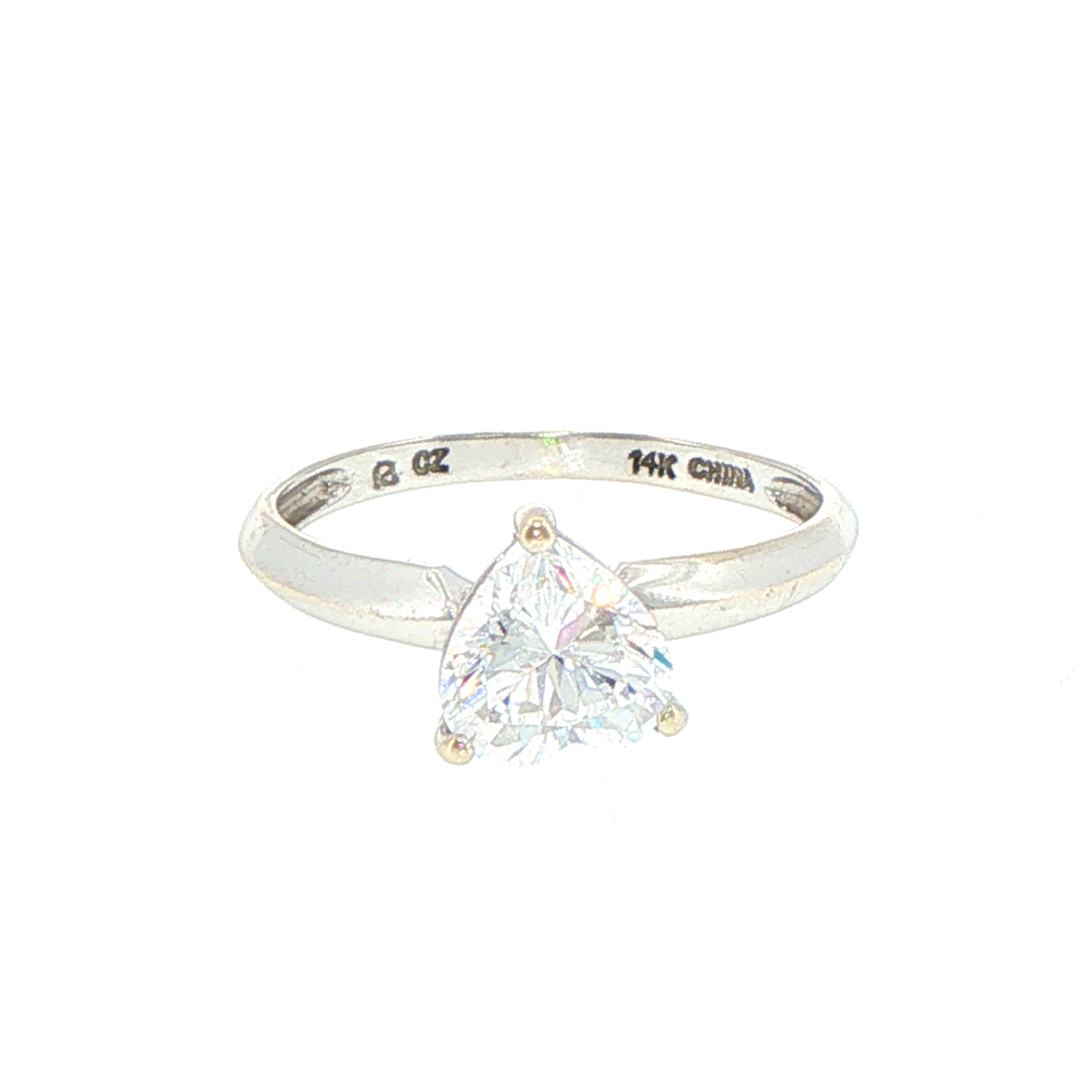 14ct White Gold Trillion-Cut Cubic Zirconia Solitaire Ring