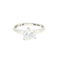 14ct White Gold Trillion-Cut Cubic Zirconia Solitaire Ring