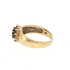 9ct Yellow Gold Deep Blue Sapphire Halo Ring
