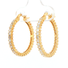 18ct Yellow Gold Cubic Zirconia Hoop Earrings