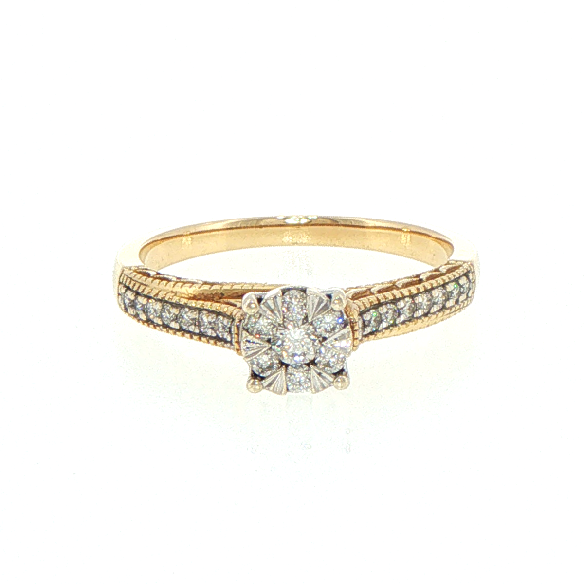 9ct Yellow Gold Diamond Cluster Engagement Ring