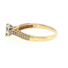 9ct Yellow Gold Diamond Cluster Engagement Ring