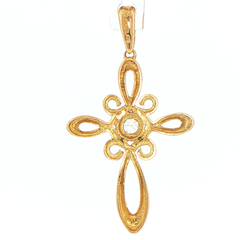 9ct Yellow Gold Cubic Zirconia Scroll Cross Pendant