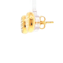 18ct Yellow Gold Textured Geometric Round Stud Earrings