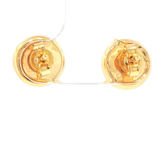 18ct Yellow Gold Textured Geometric Round Stud Earrings