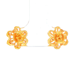 21ct Yellow Gold Flower Cut Stud Earrings