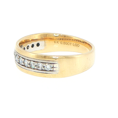 9ct Yellow Gold Lab-Grown Diamond Channel Set Milgrain Wedding Band