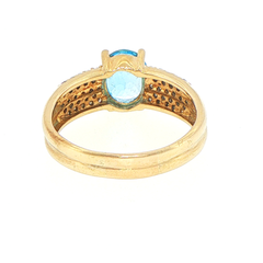 9ct Yellow Gold Blue Oval Multi-stoned Diamond Ring