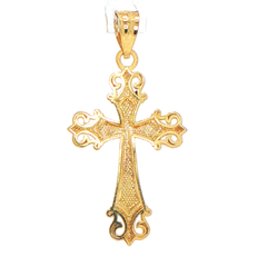 9ct Yellow Gold Two-Tone Ornate Cross Pendant