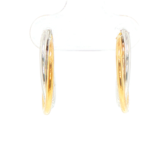 9ct Two-Tone Twisted Hoop Earrings