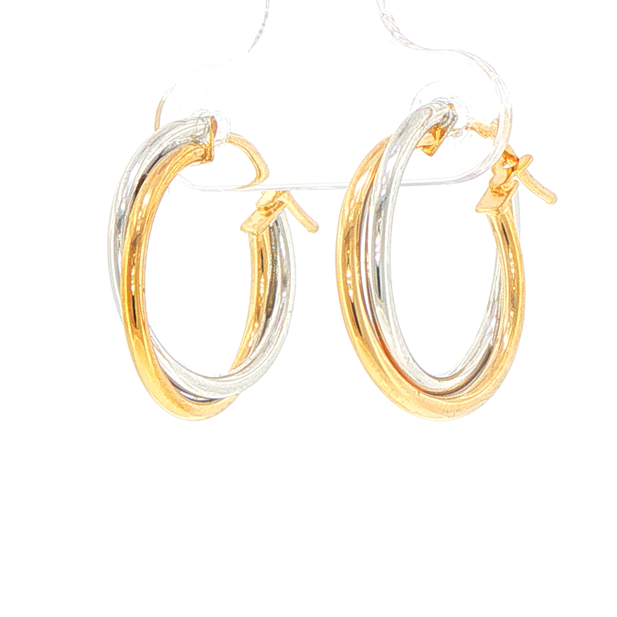 9ct Two-Tone Twisted Hoop Earrings
