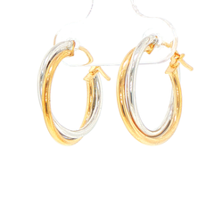 9ct Two-Tone Twisted Hoop Earrings