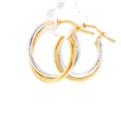 9ct Two-Tone Twisted Hoop Earrings