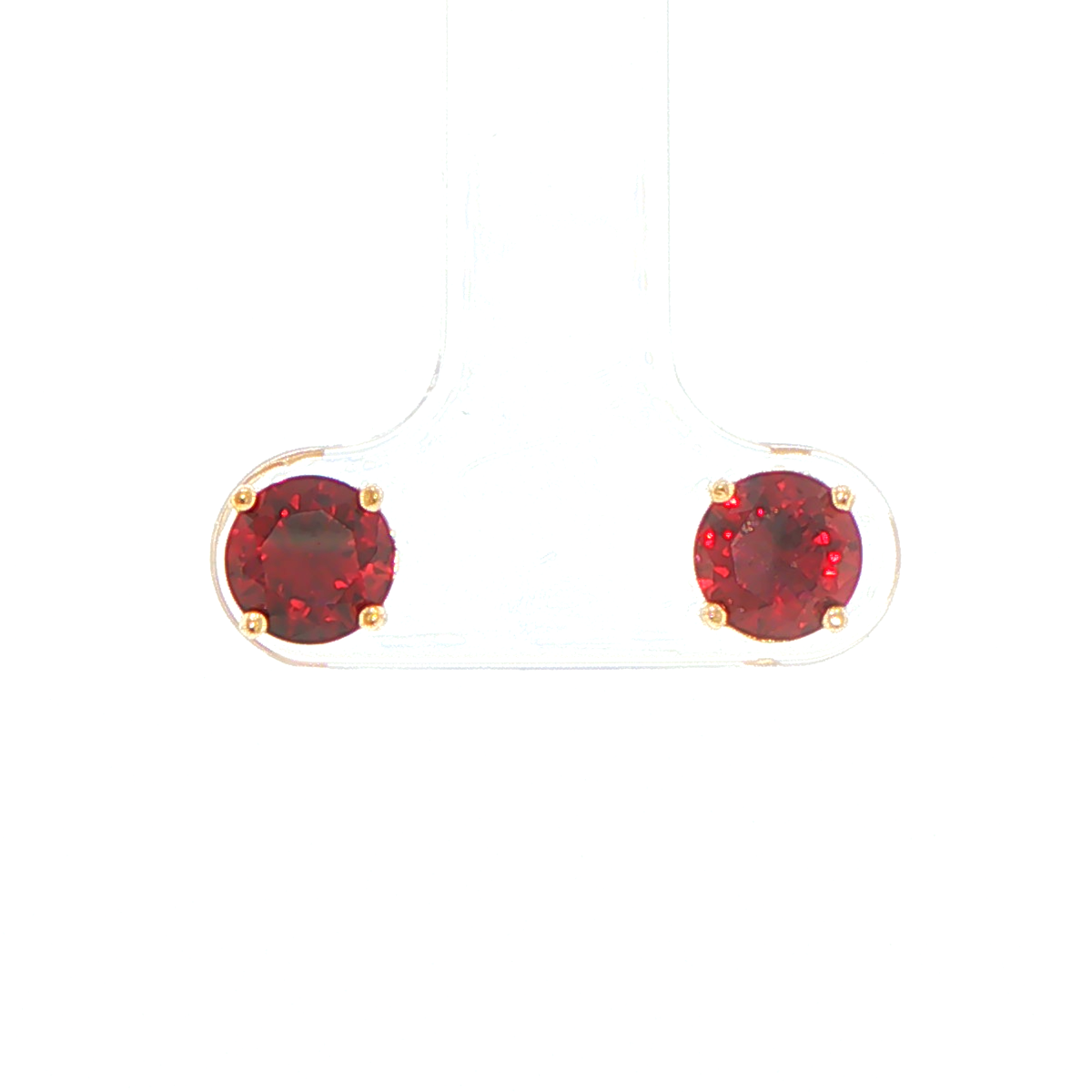 9ct Yellow Gold Red Stud Earrings