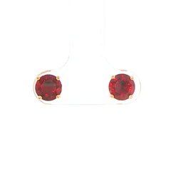 9ct Yellow Gold Red Stud Earrings