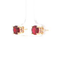 9ct Yellow Gold Red Stud Earrings