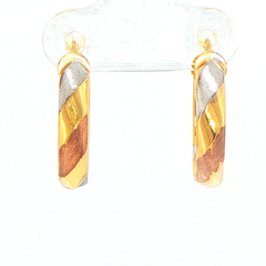 9ct Gold Hoop Tri-Color Textured Earrings