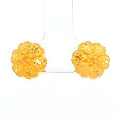 22ct Yellow Gold Textured Floral Stud Earrings