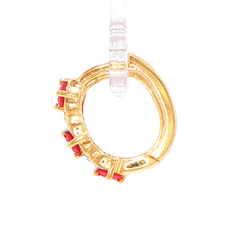9ct Yellow Gold Hoop Earrings with Diamond Wave Accents