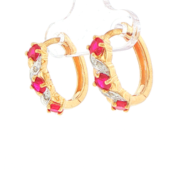 9ct Yellow Gold Hoop Earrings with Diamond Wave Accents