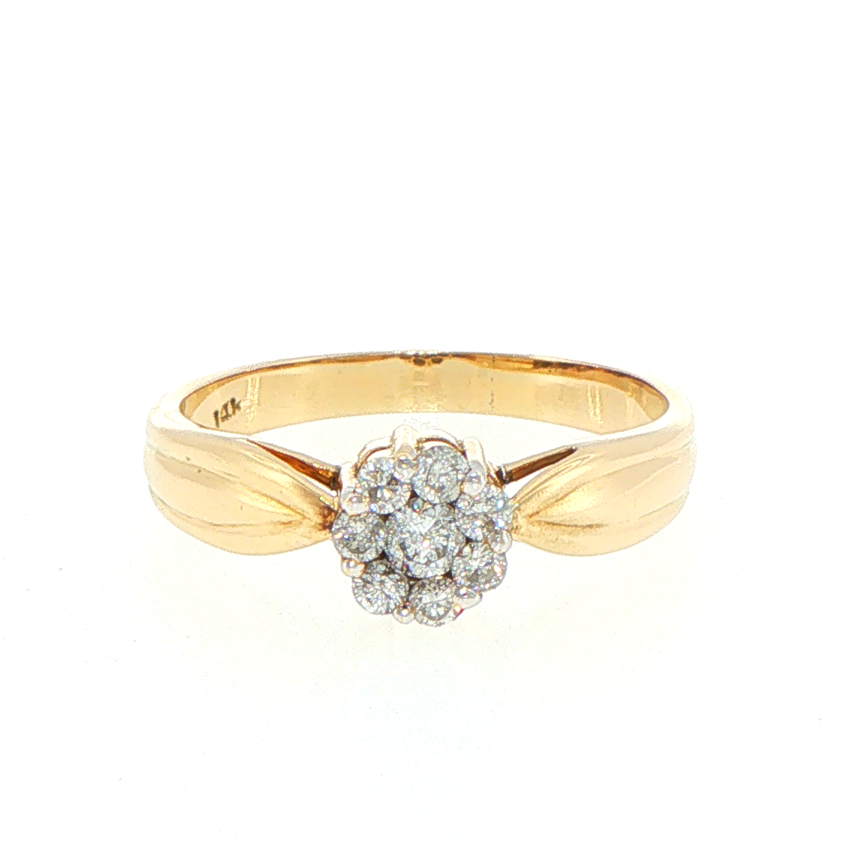10ct Yellow Gold Diamond Cluster Multistone Ring
