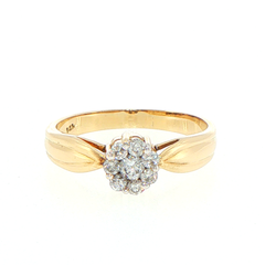 10ct Yellow Gold Diamond Cluster Multistone Ring