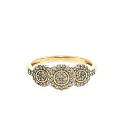 9ct Yellow Gold Diamond Three-Cluster Ring