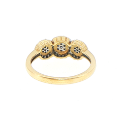 9ct Yellow Gold Diamond Three-Cluster Ring