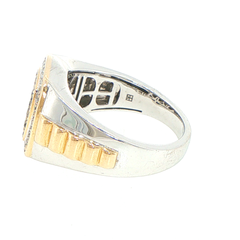 10ct White Gold Two-Tone Black and White Diamond Signet Ring