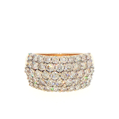 9ct Yellow Gold Five-Row Diamond Wide Band Ring