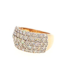 9ct Yellow Gold Five-Row Diamond Wide Band Ring