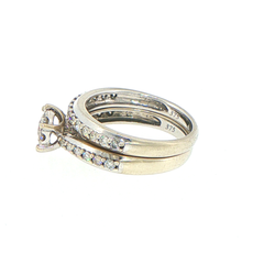 9ct White Gold Diamond Cluster Wedding Ring Set
