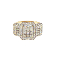 9ct White Gold Diamond Cluster Halo Cocktail Ring