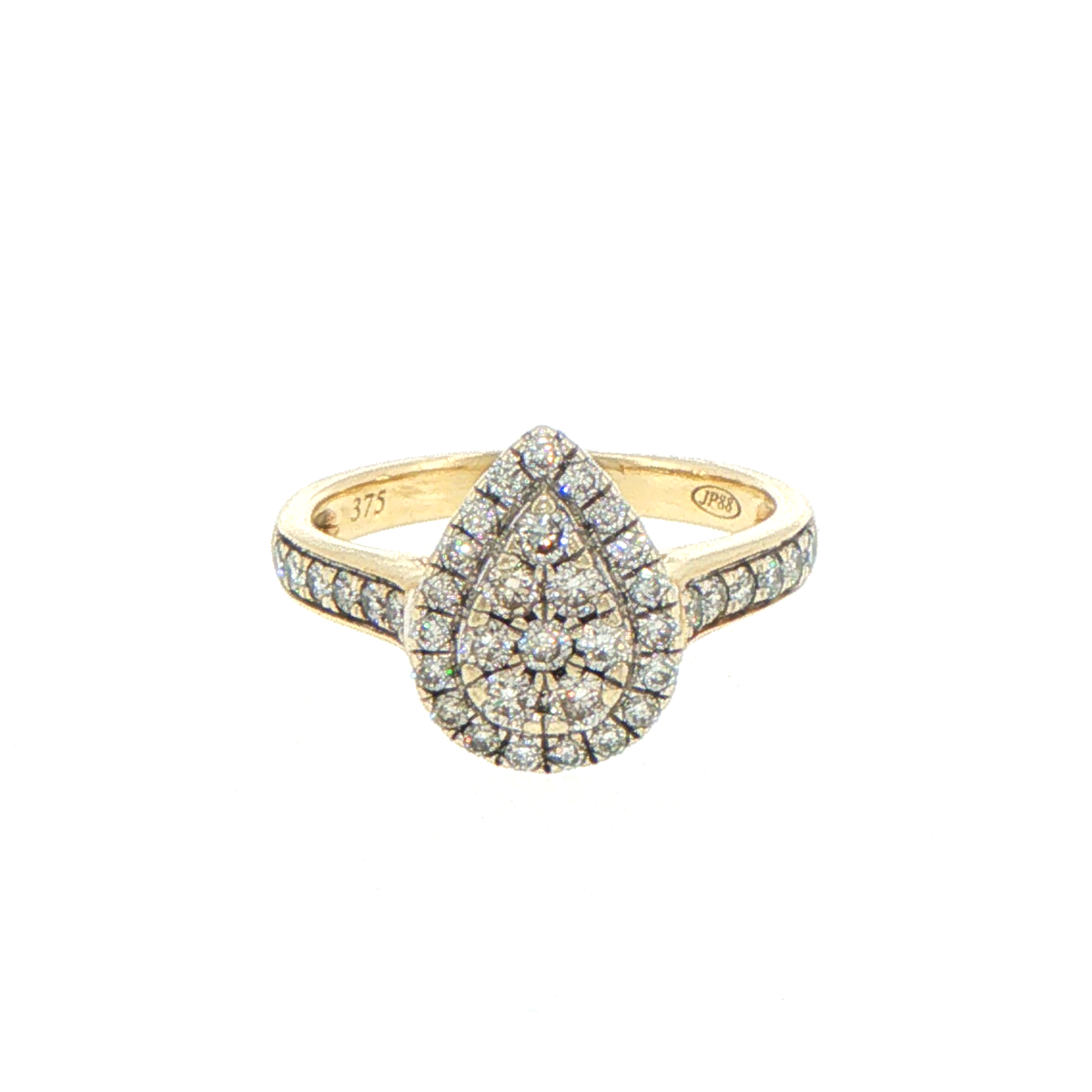 9ct Yellow Gold Pear-Shaped Diamond Cluster Ring