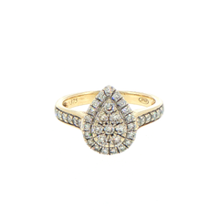 9ct Yellow Gold Pear-Shaped Diamond Cluster Ring
