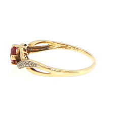 9ct Yellow Gold Created Ruby Solitaire Ring with Diamond Accents