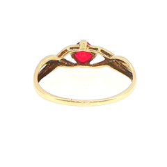 9ct Yellow Gold Created Ruby Solitaire Ring with Diamond Accents