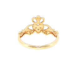 9ct Yellow Gold Diamond Pave Claddagh Ring