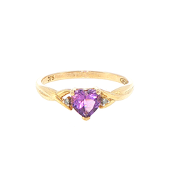 9ct Yellow Gold Heart-Shaped Multi-Stone Diamond Ring