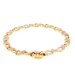 9ct Yellow Gold Cubic Zirconia Accent Interlocking Link Bracelet