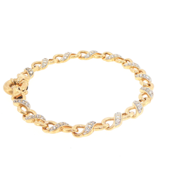 9ct Yellow Gold Cubic Zirconia Accent Interlocking Link Bracelet