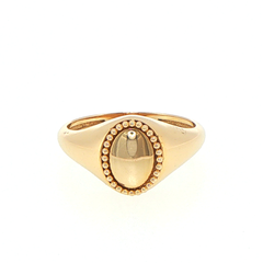14ct Yellow Gold Beaded Oval Signet Ring
