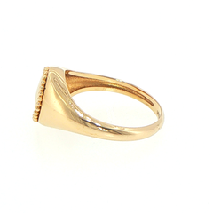 14ct Yellow Gold Beaded Oval Signet Ring