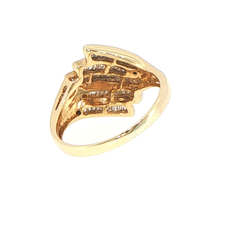 9ct Yellow Gold Cascading Baguette Diamond Cocktail Ring