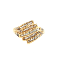 9ct Yellow Gold Cascading Baguette Diamond Cocktail Ring