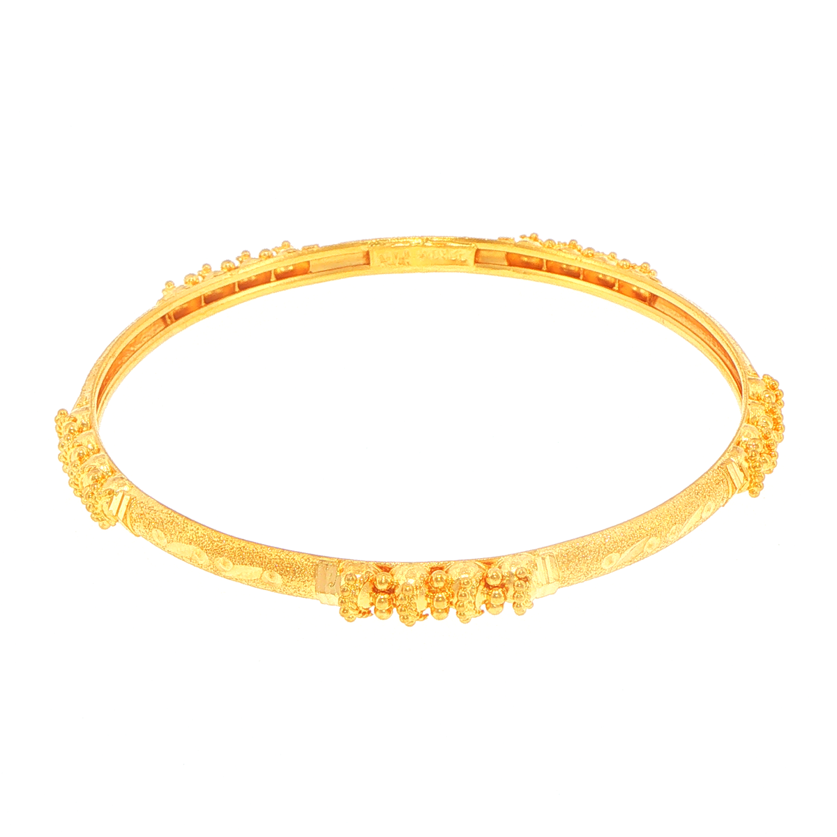 22ct Yellow Gold Textured Bangle with Beaded Clusters #1
